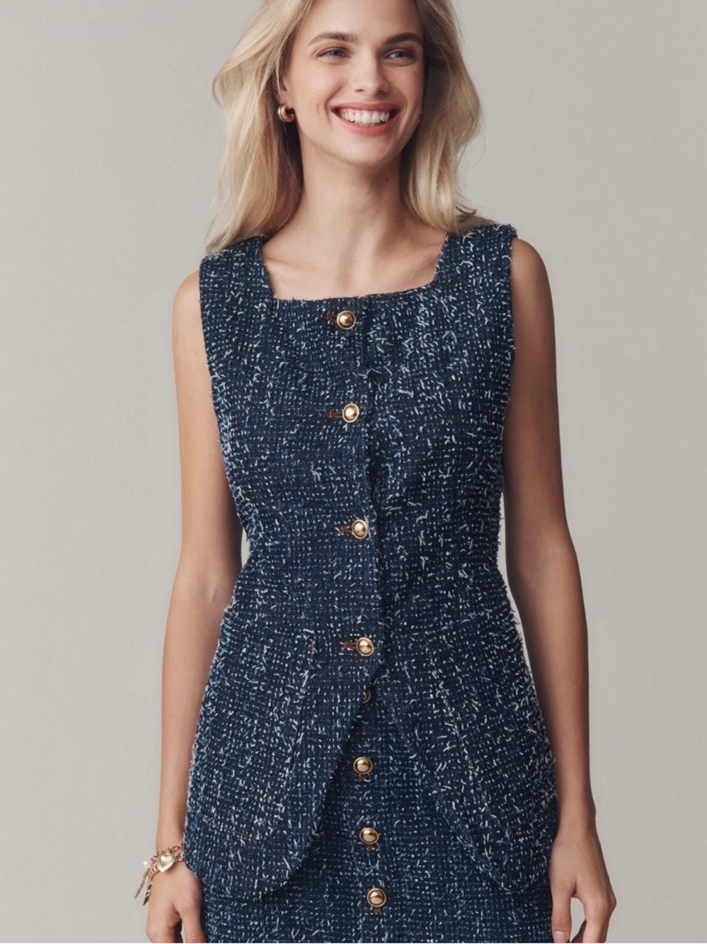 Anthropologie Maeve Needle-Punched Tweed Vest Large EUC